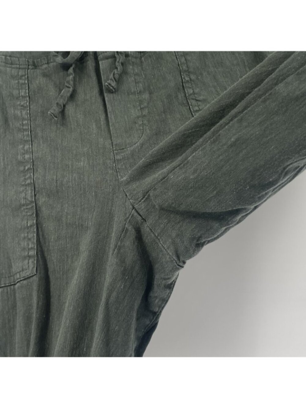 Kut From The Kloth Women's Size L Green Linen Blend Drawstring Pants - Picture 12 of 16